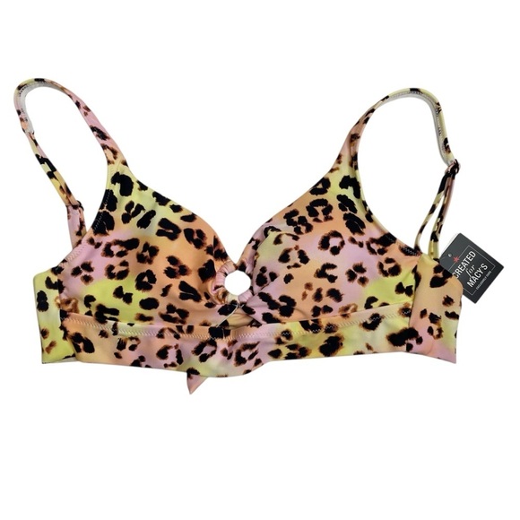 Bar III Banded Ring Bikini Top & High-Rise Bikini Bottoms Summer Heat Animal New - Picture 4 of 11